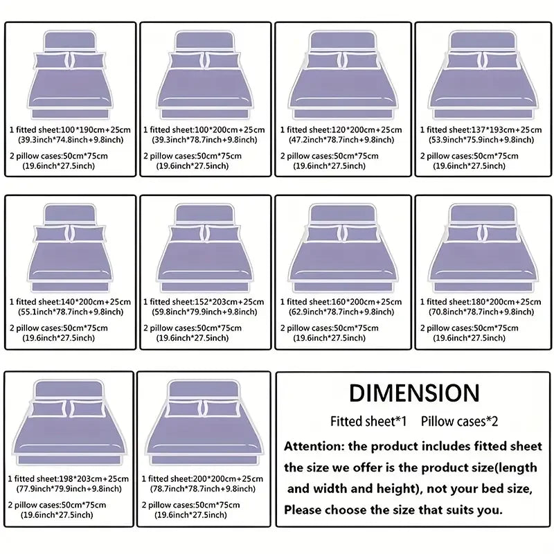 Juego de sabana de 2 y 3 piezas con cubre colchon y fundas de almohada.