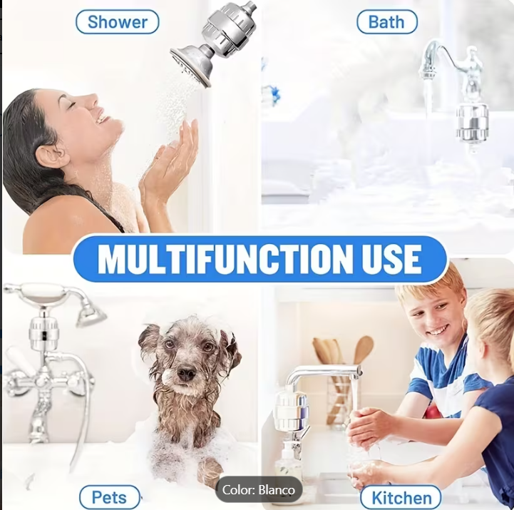 Filtro / Purificador de Ducha 20 Etapas con Vitamina C para Agua Dura – Ideal para Piel y Cabello