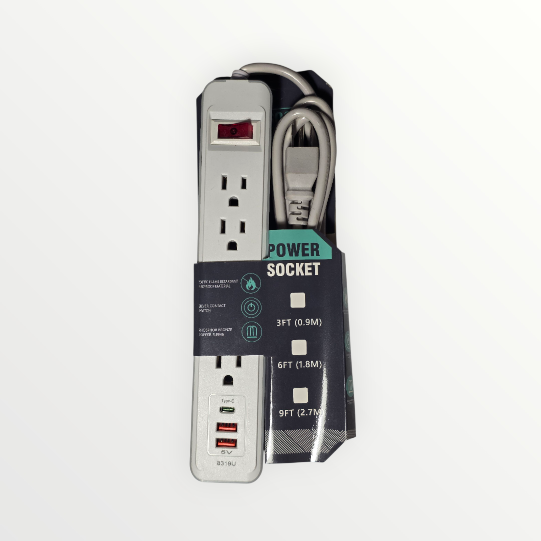 Regleta electrica con proteccion de sobrecarga.