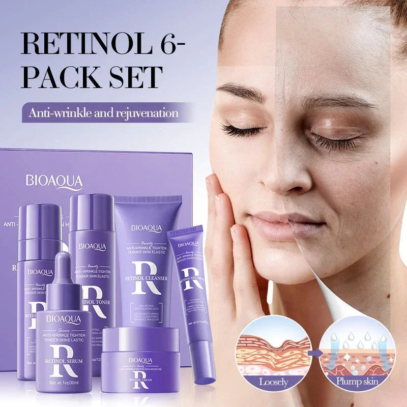 Set Facial Antiarrugas con Retinol y Ácido Hialurónico – Rutina Completa 6 Piezas
