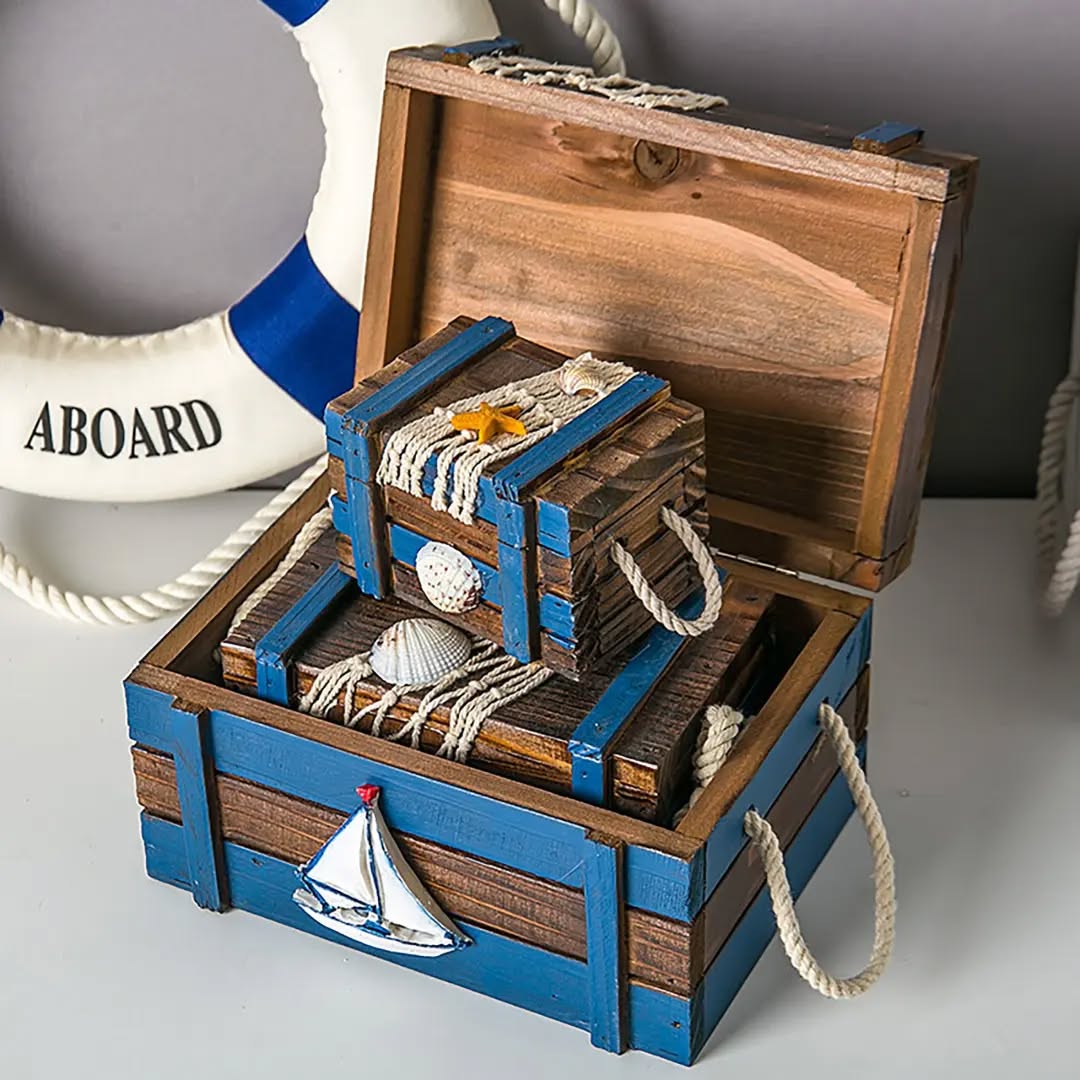Cofres de madera  para decoración marina