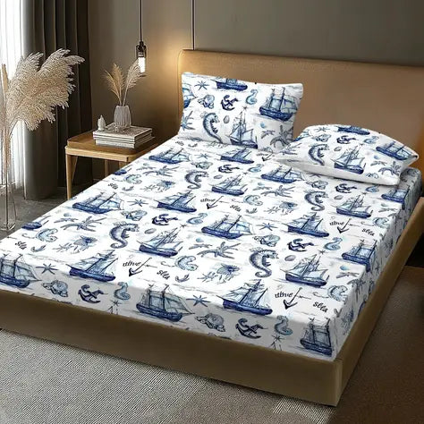 Juego de sabana de 2 y 3 piezas con cubre colchon y fundas de almohada.