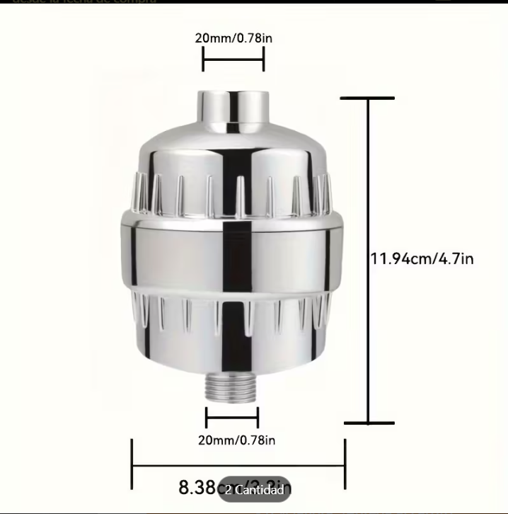 Filtro / Purificador de Ducha 20 Etapas con Vitamina C para Agua Dura – Ideal para Piel y Cabello