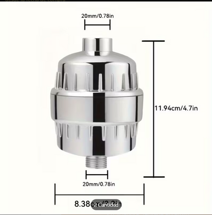 Filtro / Purificador de Ducha 20 Etapas con Vitamina C para Agua Dura – Ideal para Piel y Cabello