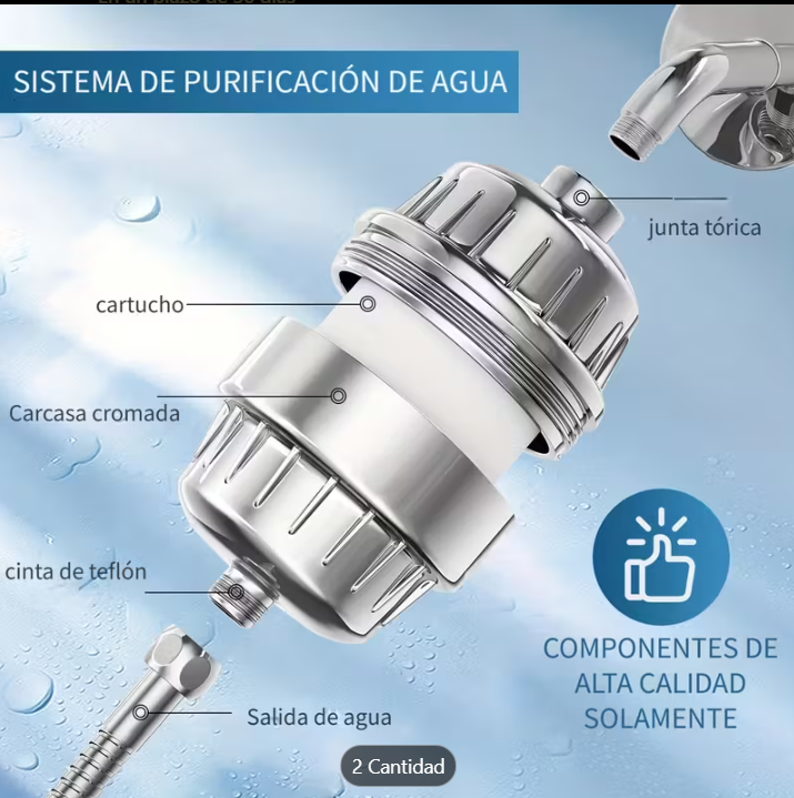 Filtro / Purificador de Ducha 20 Etapas con Vitamina C para Agua Dura – Ideal para Piel y Cabello