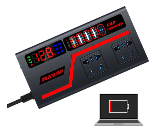 Cargador de coche con 4 puertos usb, 1 tipo C y dos conectores control de voltage