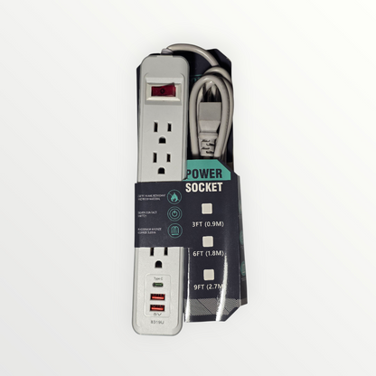 Regleta electrica con proteccion de sobrecarga.