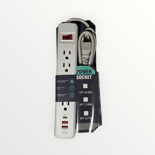 Regleta electrica con proteccion de sobrecarga.