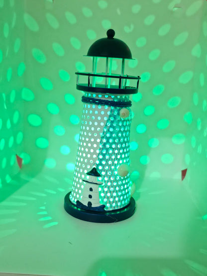 Mini faro marino con luz led multicolor para decoración