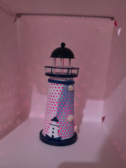 Mini faro marino con luz led multicolor para decoración