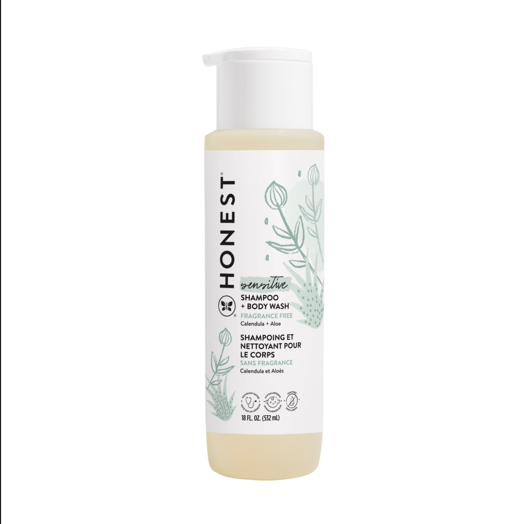 Champú y gel de ducha 2 en 1 sin fragancia.
