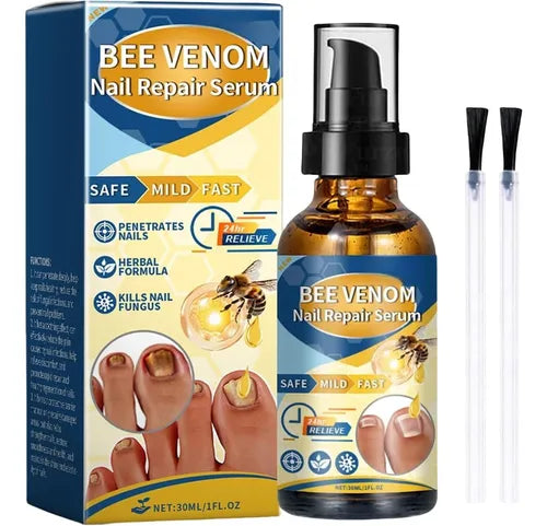 Suero reparador de uñas, diseñado para tratar hongos y fortalecer uñas quebradizas.