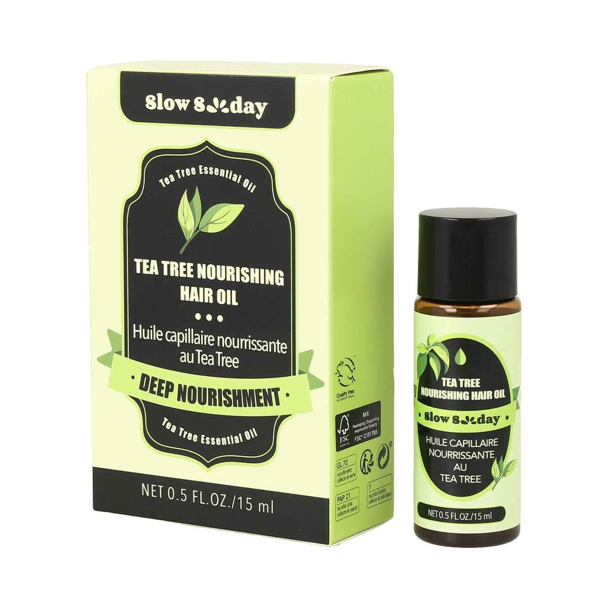 Aceite Capilar Nutritivo de Árbol de Té Slow Sunday (15 ml) | Tratamiento Anticaspa y Antiséptico para Cuero Cabelludo Seco | Sérum con Gotero