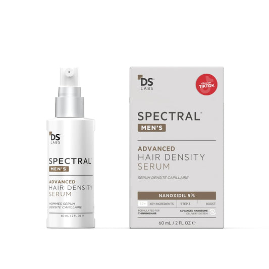 Spectral Men's Advanced Hair Density Serum, un suero diseñado para hombres que busca mejorar la densidad del cabello.