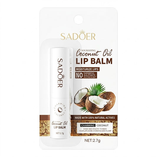 Bálsamo labial de aceite de coco para hidratar y nutrir profundamente los labios.