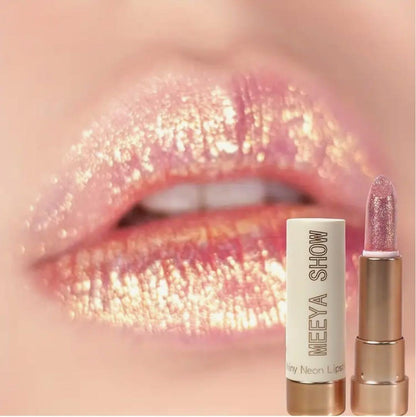 Labial Meeya Show con Brillo Metálico Dorado – Pintalabios Rosado