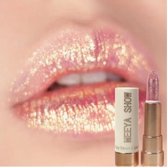 Labial Meeya Show con Brillo Metálico Dorado – Pintalabios Rosado